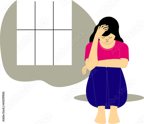 Girl Bad mood, negative emotions concept vector illustration