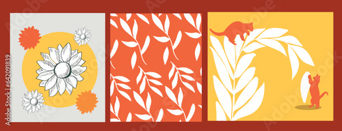 Leaf and flower pattern design Vector illustration modern design. 