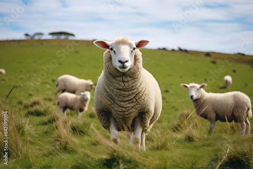 Closeup shot of sheep in a grassland