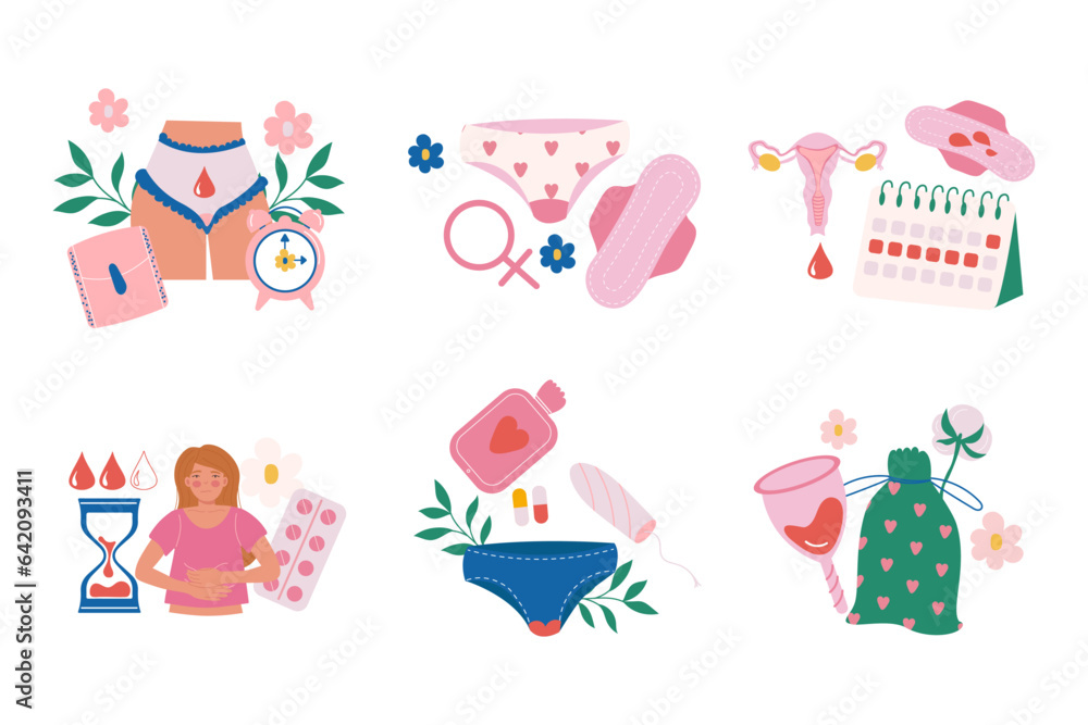Menstruation period woman flat design concept Menstruation period woman flat design concept