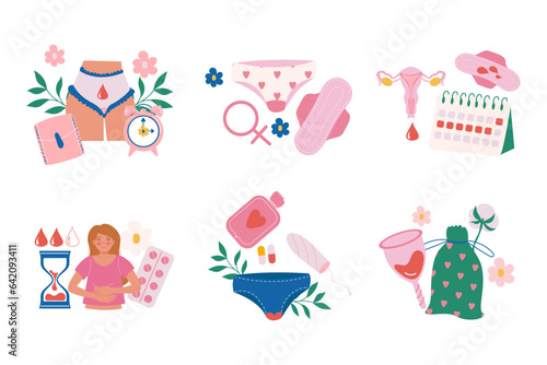 Menstruation period woman flat design concept
