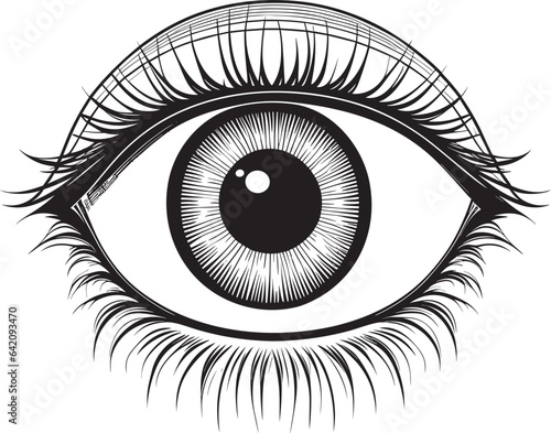 Vector drawing abstract eye black and white.