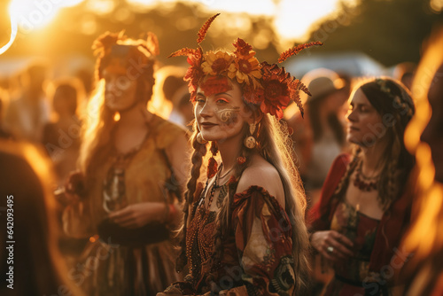 Girls in wreaths of flowers. Kupalye is one of the ancient folk festivals dedicated to the sun and the heyday of the earth. Pagan holiday of the summer solstice
