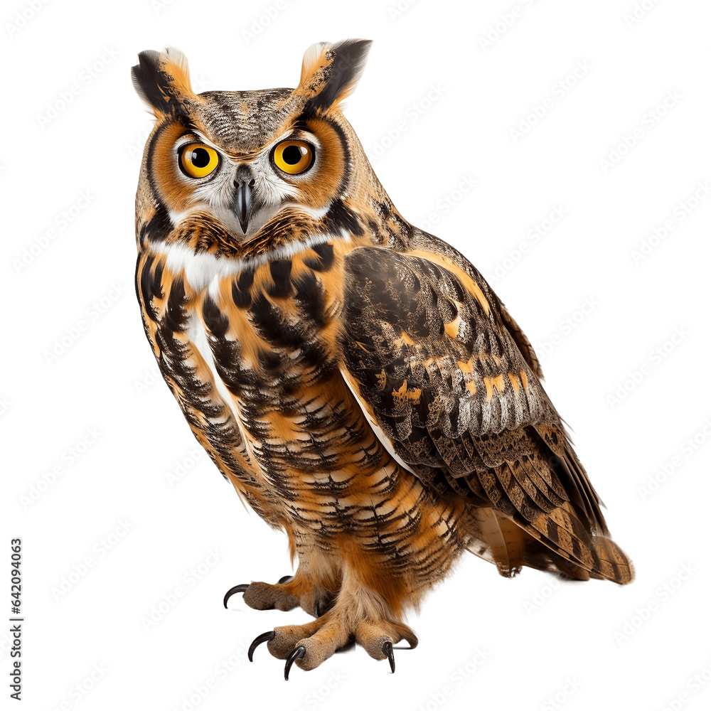 Naklejka premium great horned owl png. great horned owl isolated. owl. bird