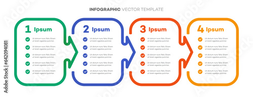 Infographic template timeline process 4 option or step line color style vector for presentation 10 eps