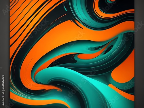 Orange teal black colors gradient background, grainy texture effect, web banner design