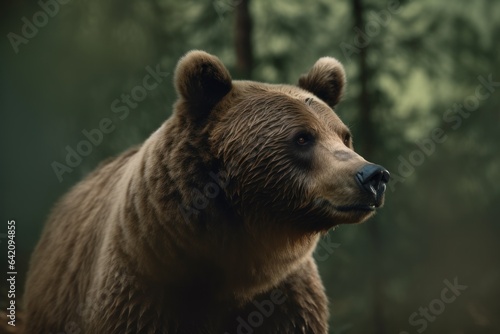 European brown bear in forest at summer