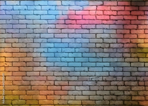 Colorful brick wall texture. Color brick wall, multi-colored masonry.