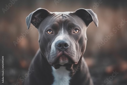 A Pit Bull Terrier mixed breed dog looking at the camera 