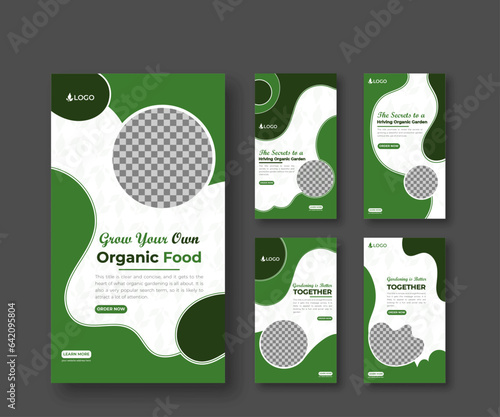Gardening Social Media Stories or organic farming templet design