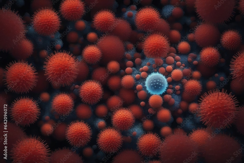 Eris Covid virus strain EG.5 under microscope. Generative AI Eris Covid virus strain EG.5 under microscope. Generative AI