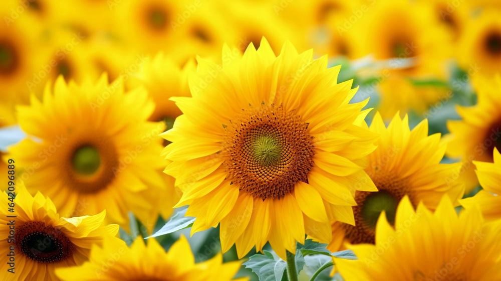 close up of sunflowers in the field close up of sunflowers in the field