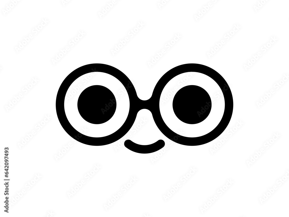 Fototapeta premium Vector glasses logo, icon. Smiling face with glasses illustration.
