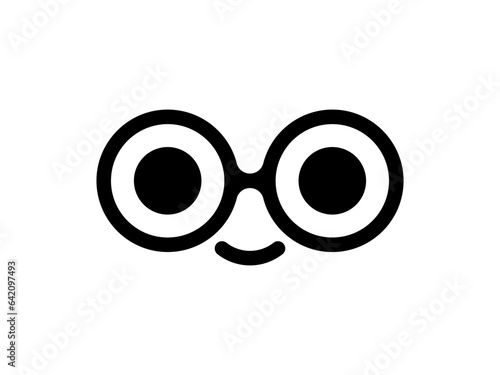 Vector glasses logo, icon. Smiling face with glasses illustration.