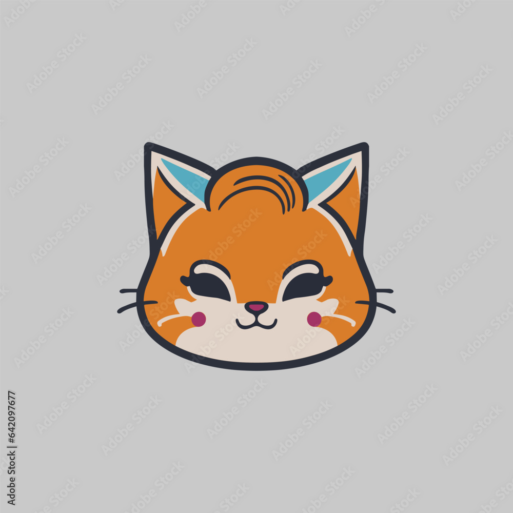 Simple illustration of head of cat, cute illustration, can be use as logo Simple illustration of head of cat, cute illustration, can be use as logo