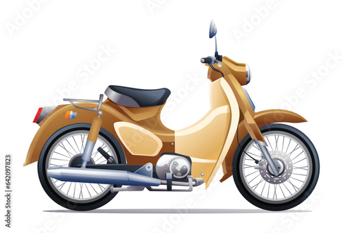 Vintage motorcycle vector illustration. Classic motorbike isolated on white background
