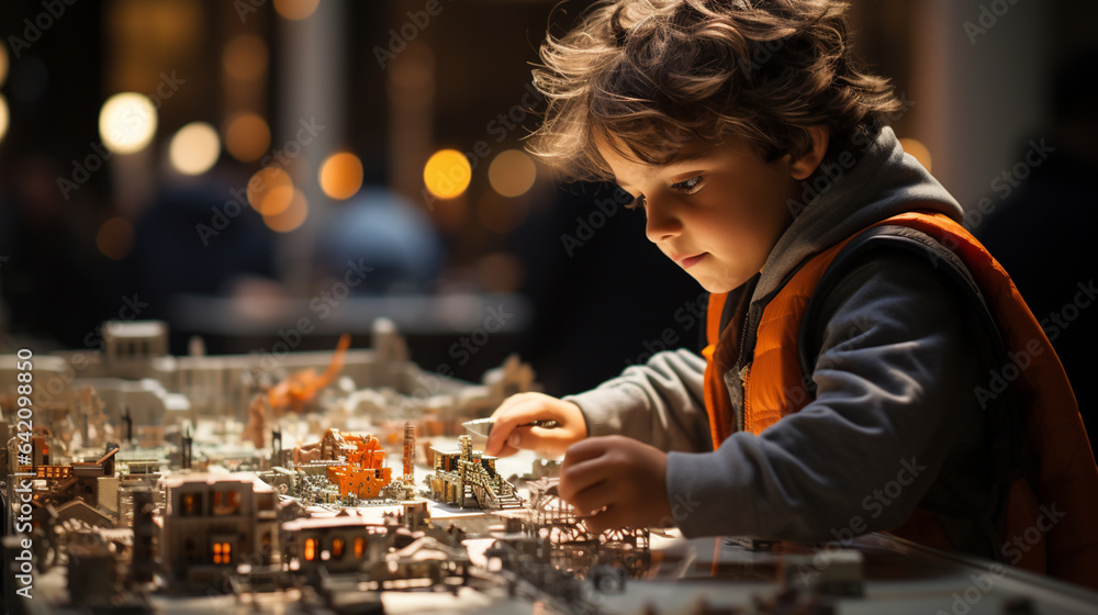 Child playing with a toys on the table. Child playing with a toys on the table.