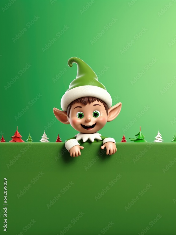 Cute Cartoon Christmas on a Green Background with Space for Copy Cute Cartoon Christmas on a Green Background with Space for Copy