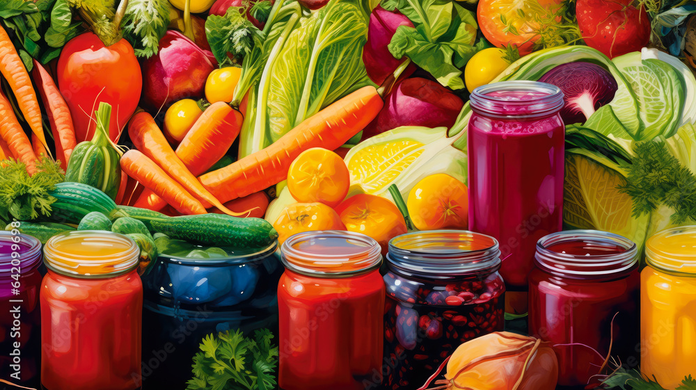 Image of colorful vegetable juices, including carrots, beets, and bell