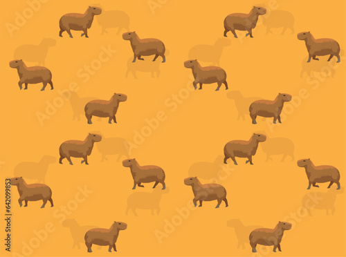 Capybara Walking Cartoon Seamless Wallpaper Background