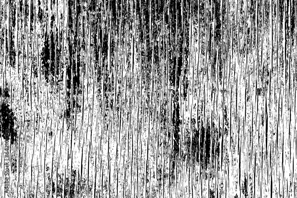 Fototapeta premium Distressed wood texture. Black grainy texture on white background. Dust overlay textured. Grain noise particles. Rusted white effect. Grunge design elements. Vector illustration, EPS 10.
