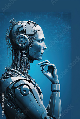 ai generated illustrution Robot,artificial inteligence thinkig about future