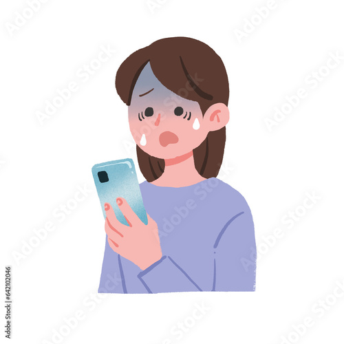 Canvastavla スマートフォンを見て青ざめている女性