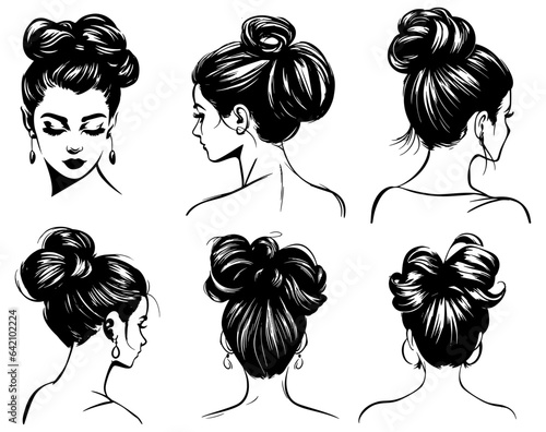 vector illustration of collection of female hair style
