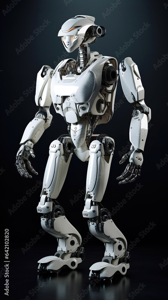 ai generated illustration full length of futuristic modern robot ai generated illustration full length of futuristic modern robot