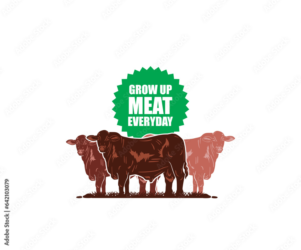 BEEFMASTER THE HAPPY COW LOGO, silhouette of great cattle standing in ...