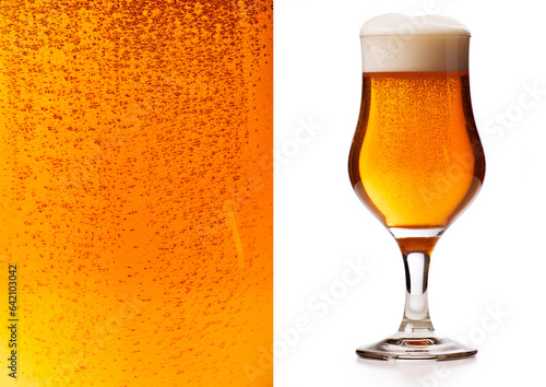 Glass of beer with foam isolated on white background with clipping path