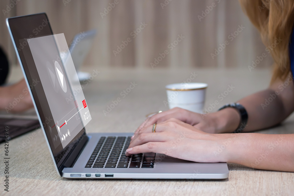 Online video live-streaming.Live broadcast and playing content video in online technology Online video live-streaming.Live broadcast and playing content video in online technology