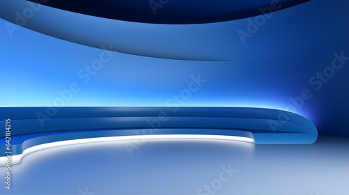 Modern Studio Background in blue Colors. Elegant Room for Product Presentation
