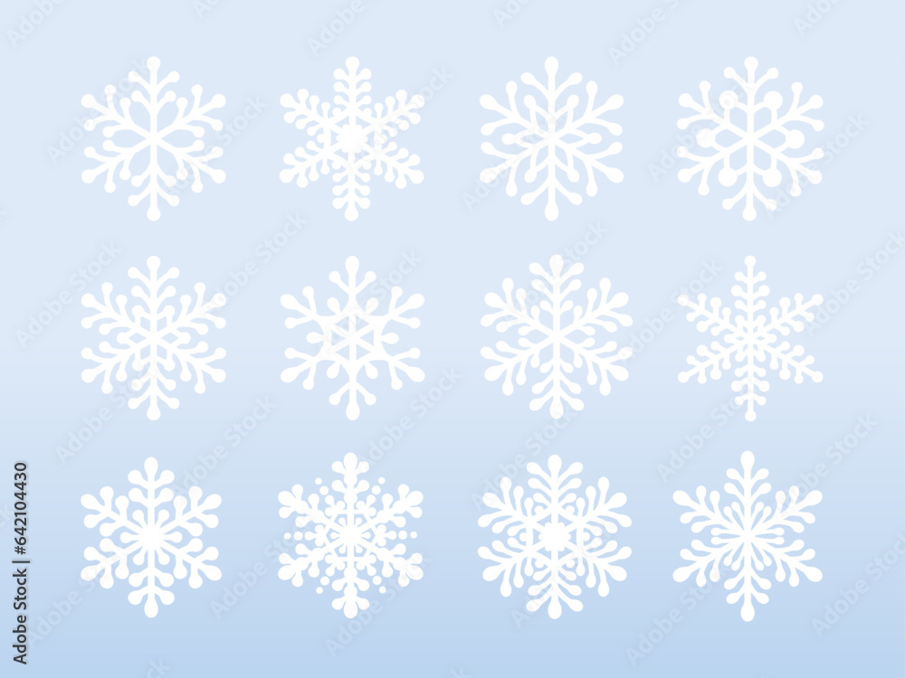 雪の結晶・スノーフレークのベクターイラストセット／冬・クリスマス