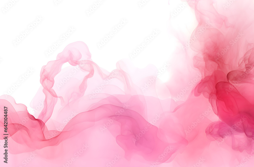 Abstract pink smoke watercolor on white background