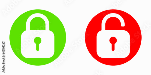 Lock and unlock padlock icons. Vector sign illustration.