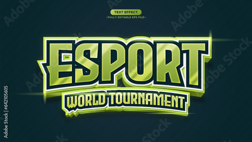 esport logotype vector text effect. with green color style and glow in text. fully editable font and text can be change