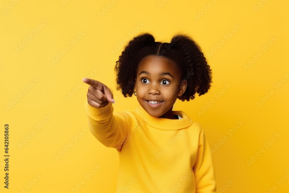 Look There. Black Elementary Student Girl Pointing Finger Look There. Black Elementary Student Girl Pointing Finger