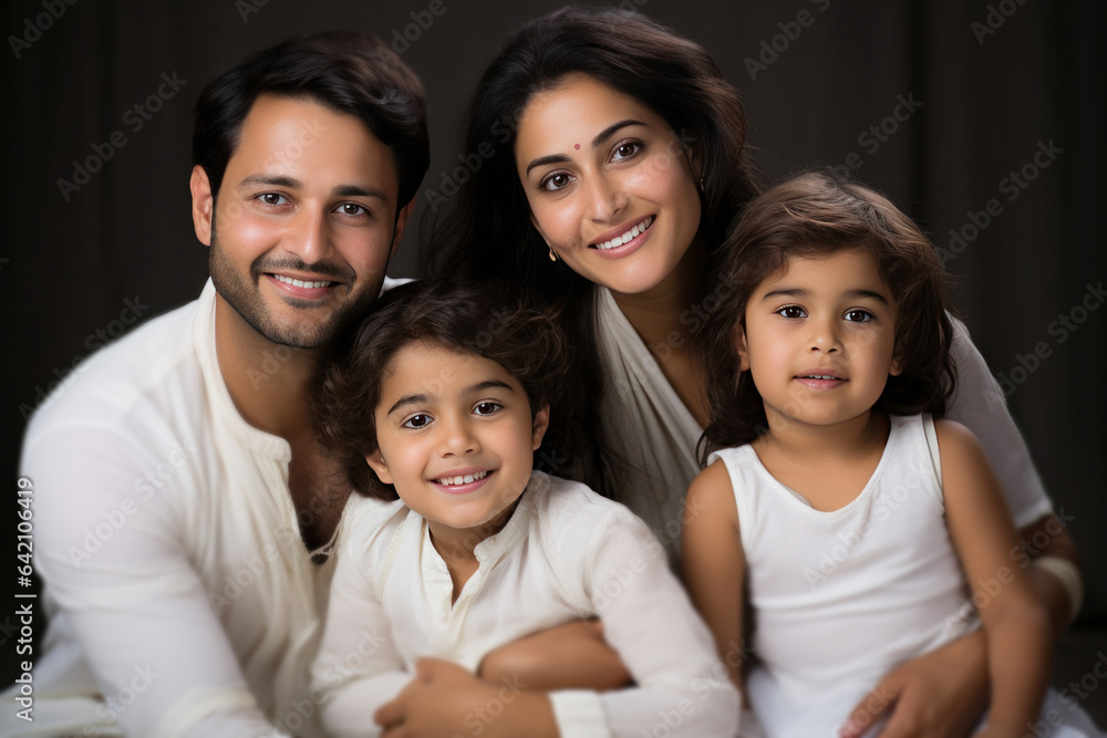 Closeup Portrait of happy and young Indian family Closeup Portrait of happy and young Indian family