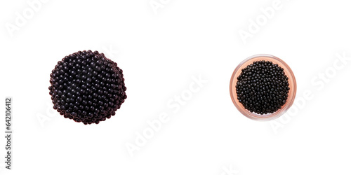 Black caviar viewed from above isolated on a transparent background photo