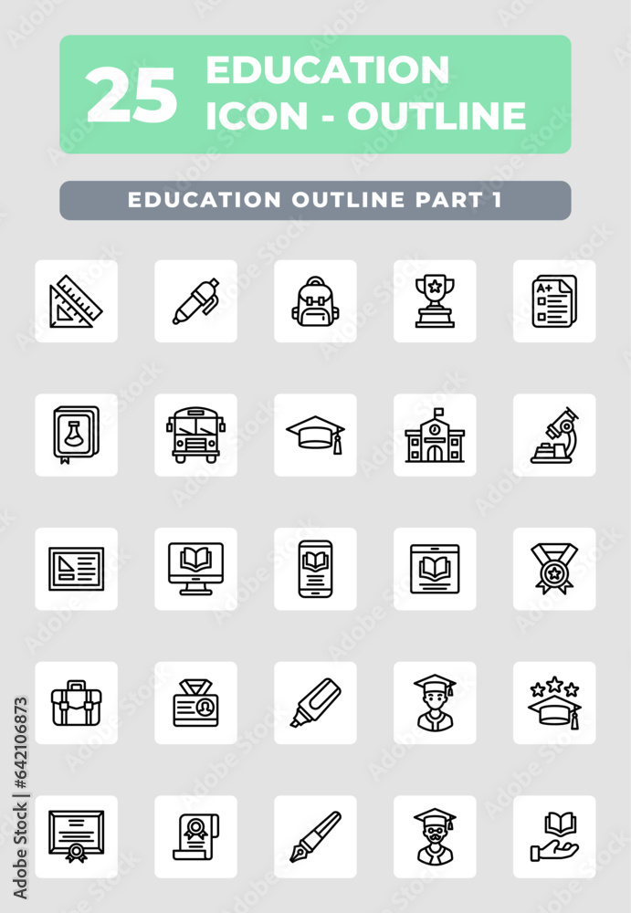Education Learning outline icon style design