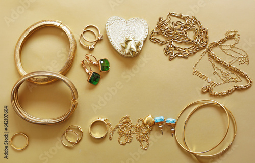 gold jewelry rings, chains, pendants for a gift