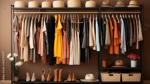 Clean and Organized Closet with Space for Text.