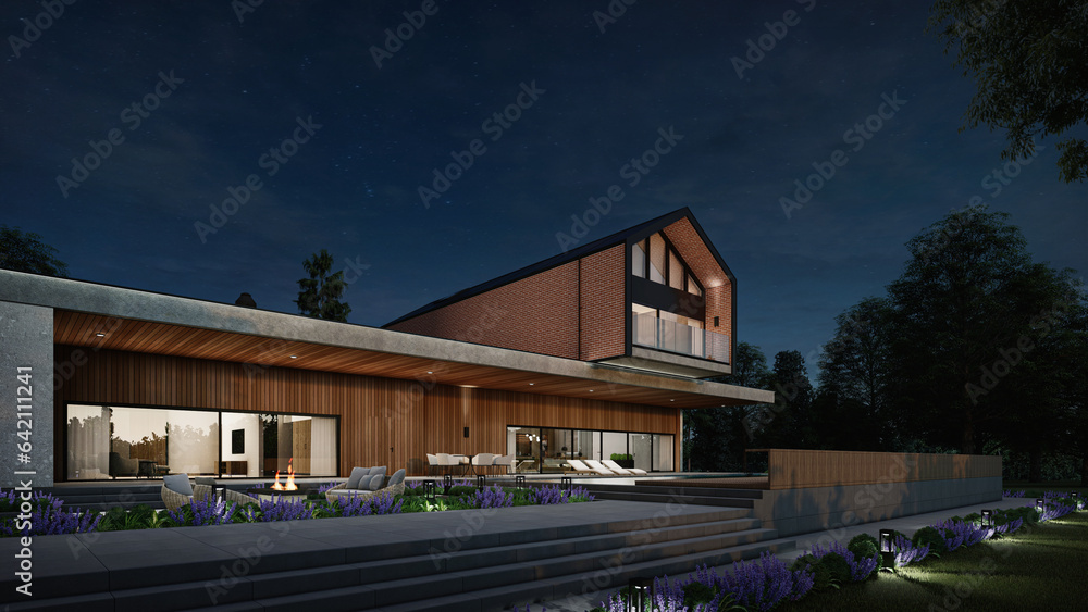 3d Render Modern Guest House Exterior Scene 3d Render Modern Guest House Exterior Scene