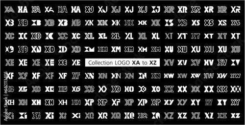 Collection LOGO XA to XZ. Abstract logos mega collection with letters. Geometrical abstract logos