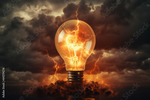 Incandescent bulbs and shocking lightning backgrounds that imagine ideas and ideas of ideas and imagination. A business concept suitable for success and entrepreneurship.