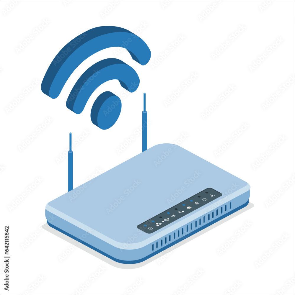 Router and signal symbol. WiFi router. wireless router