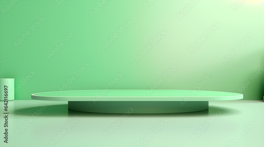 Modern Studio Background in light green Colors. Elegant Room for Product Presentation
Modern Studio Background in light green Colors. Elegant Room for Product Presentation