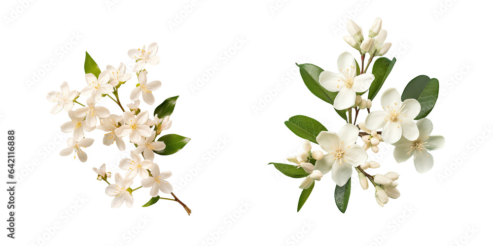 Fototapeta premium Jasmine flowers on a transparent background isolated