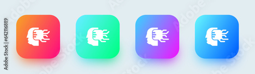 Artificial intelligence solid icon in square gradient colors. Brain signs vector illustration.